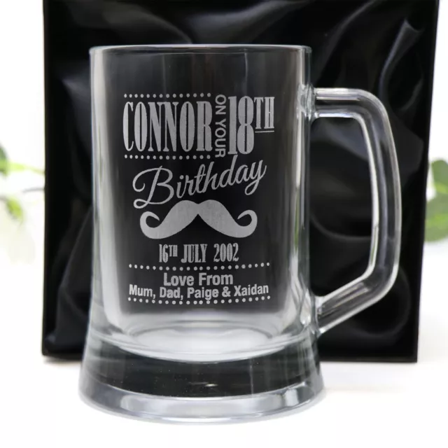 Personalised Engraved 500ml Beer Mug Tankard Birthday Glass 18th 21st 30th 40th