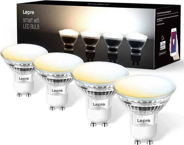 Lepro GU10 SMART LED Lampe dimmbar Alexa Google 385lm 2,4 GHz WiFi 4er-Pack