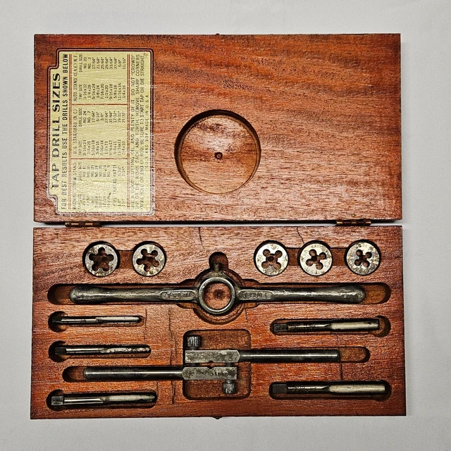 VINTAGE HENRY L Hanson Ace Tap & Die Set No. 2 Wood Box Made in USA 29