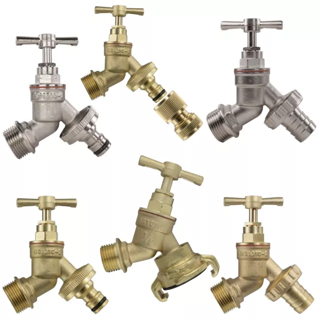 Outdoor Garden Solid Brass Bib Tap Hose Quick Connect Heavy Duty DIY GEKA Barb
