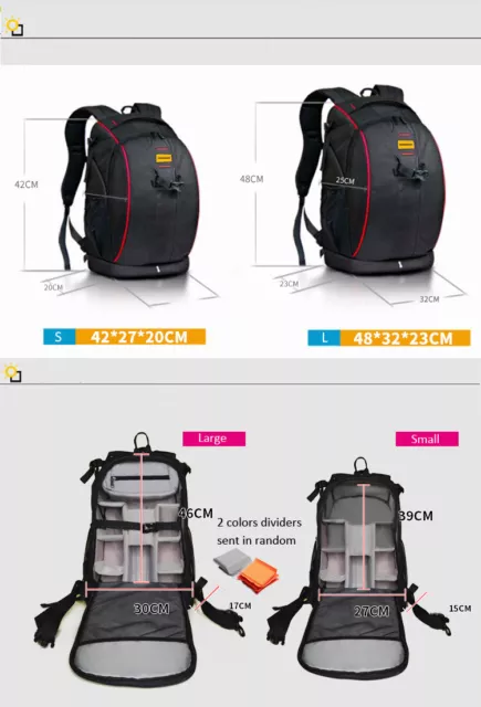 Großer Kamera Rucksack Laptop Tasche Einsatz Etui für DSLR SLR Canon Nikon Sony Objektiv 2