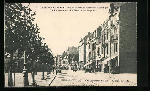 CPA Lens-Renaissance, Rue de la Gare et Place de la République
