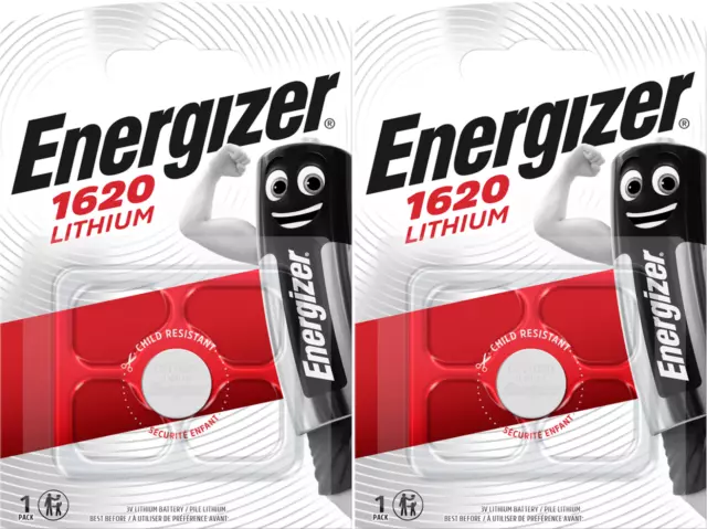 2 x ENERGIZER 1620 CR1620 3V Lithium Coin Cell Batteries DL1620 KCR1620 BR1620