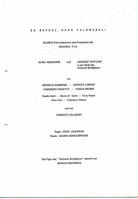 ZU BEFEHL, HERR Feldwebel Jacques Dufilho Aldo Maccione