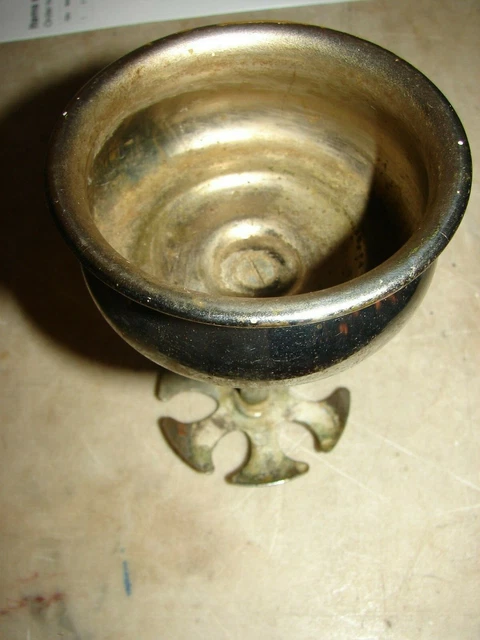 Antique Nickle over Brass Wall Mount Cup & 5 Slot Toothbrush Holder - As Found 1 3