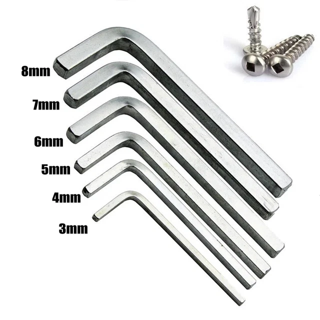 Lot De 7 Clés L à Tête Carrée (3 à 10 Mm) - Acier Chrome Vanadium, Pour Serrage Vis Carrées - 3