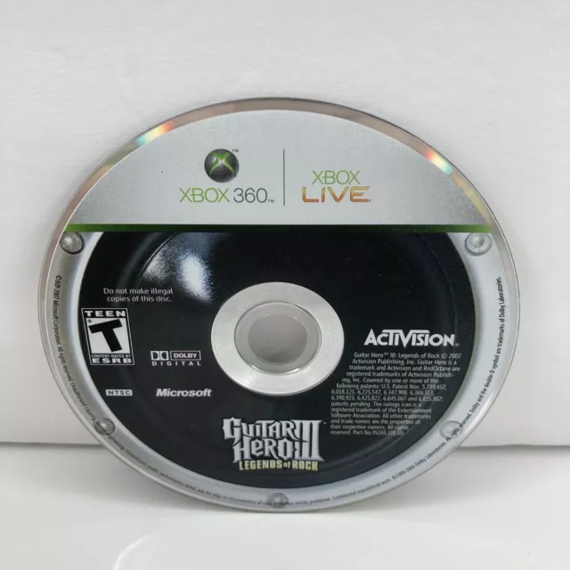 Guitar Hero 3 III Legends Of Rock (Xbox 360, 2007) DISC ONLY