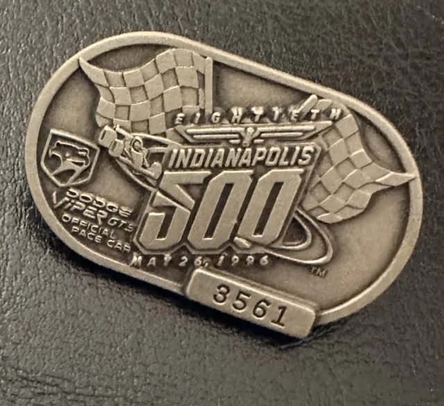 1996 Indianapolis Indy 500 Silver Pit Badge Serial No. 3561