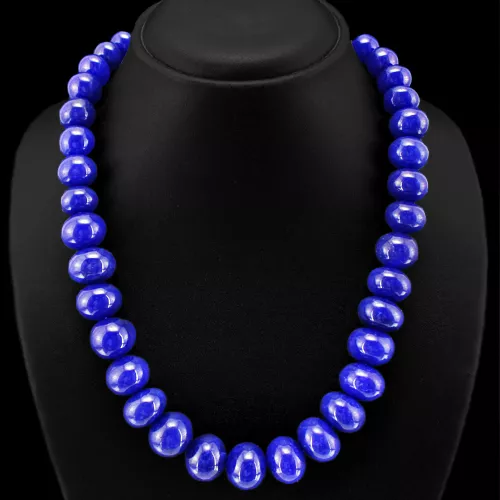 Brilliant Top Class 733.00 Cts Earth Mined Blue Sapphire Round Beads Necklace