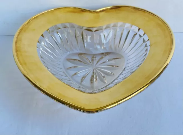 MIKASA Desire Gold Glass Heart Shaped Candy Jewellery Centre Piece Trinket Dish