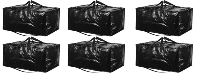 6 Pack Moving Bags Large Storage Totes W/Backpack Straps Strong Handles & Zipper 2
