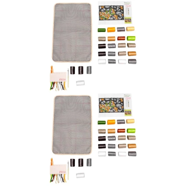 2 juegos hágalo usted mismo alfombra de piso kit hágalo usted mismo tejido material alfombra de mano kit de fabricación