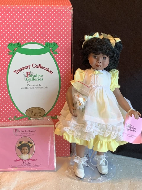VTG Paradise Galleries Treasury Porcelain Doll NICOLE 13" African American w/Box 3