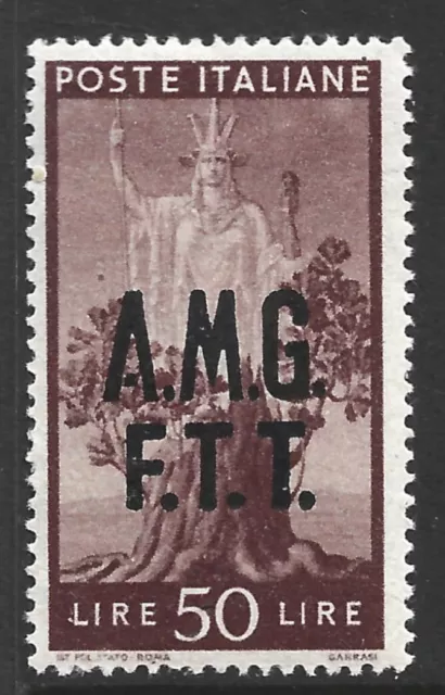 Italy - Trieste, Scott #13, Overprinted 50l Italia Issue, MLH