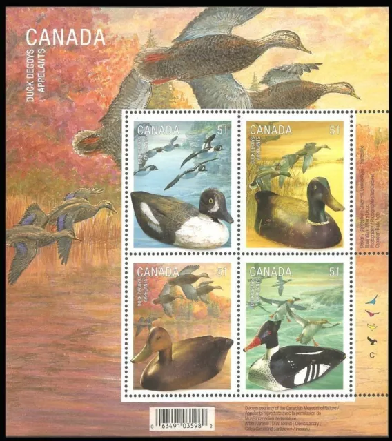 Canada 2166b, MNH, Souvenir Sheet, Duck Decoys