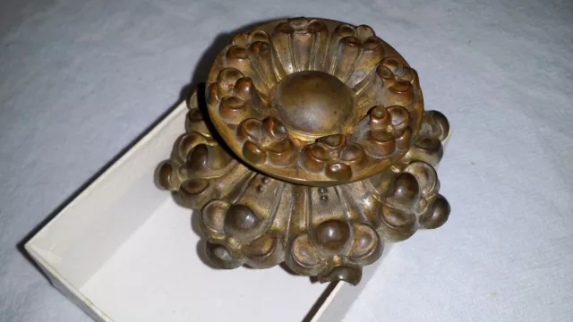 Gorgeous Large Antique Vtg Brass Bronze Ormolu Repousse Drawer Pull Knob