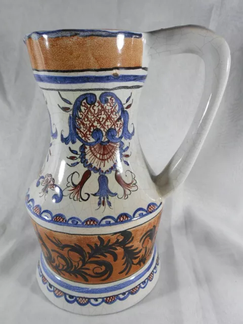 Superbe Grand Pichet / Broc A Eau Ou Vin En Faience A Identifier