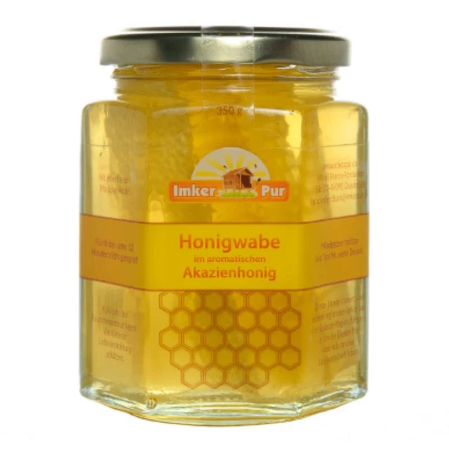 ImkerPur Honigwabe im Glas, in hocharomatischem Akazien-Honig, 350 g