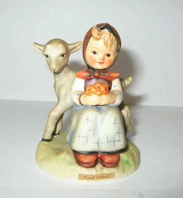 M I Hummel Goebel Figurine "Good Friends" Girl/Lamb Hum 182 Tmk3 4" W. Germany A