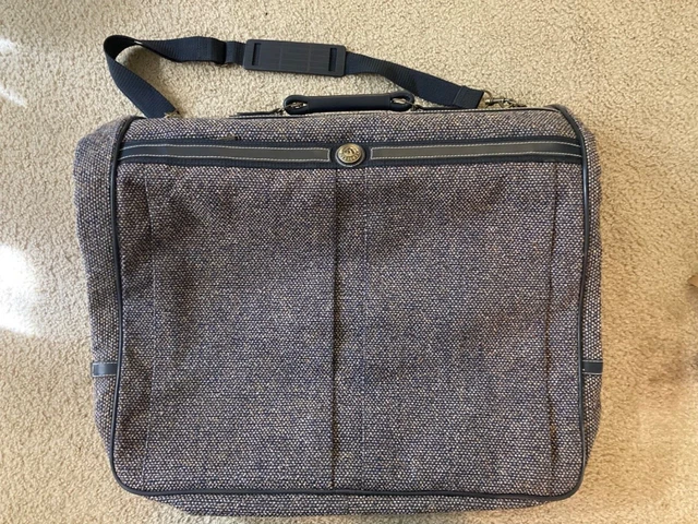 Vintage Tweed Jordache Garment Suit Bag Hanging Folding Navy/Brown 45"