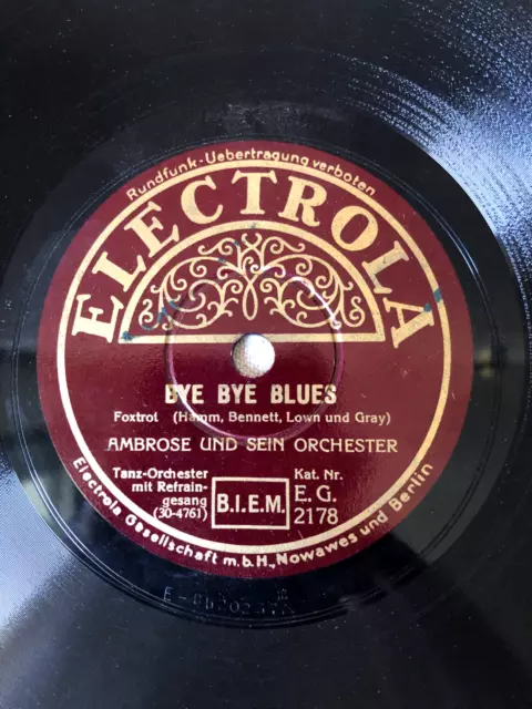 Bye bye Blues Foxtrot Ambrose Sam Browne Electrola London Berlin 1930