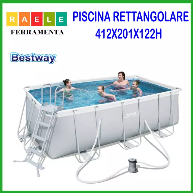 Piscina fuoriterra rettangolare rigida con pompa filtro Bestway 412x201x122H