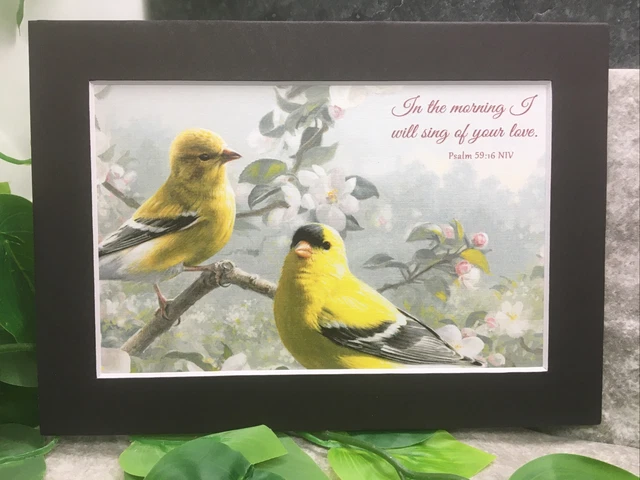 New Handmade 5x7 (Matted 4x6) Inspirational Scripture Songbirds Free Ship 560