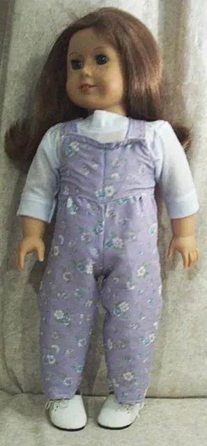 Doll Clothes fit American Girl 18" inch Overalls T-Shirt Flowers Lilac NEW