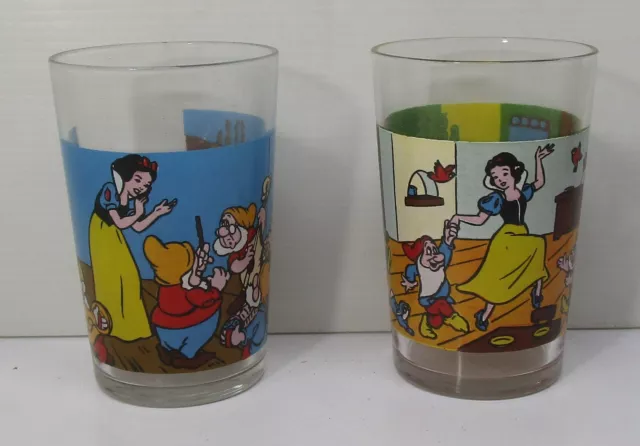 lot verres anciens " BLANCHE NEIGE " x2 walt DISNEY sans date vintage