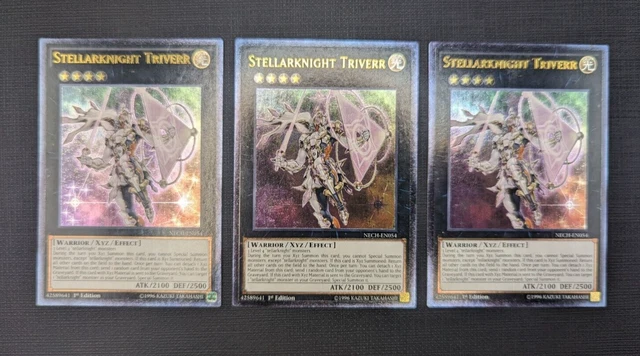 Yu-Gi-Oh! Karte „Stellarknight Triverr“ – Ultra Rare, 1st Edition, Aus The New Challengers (NECH-EN054)