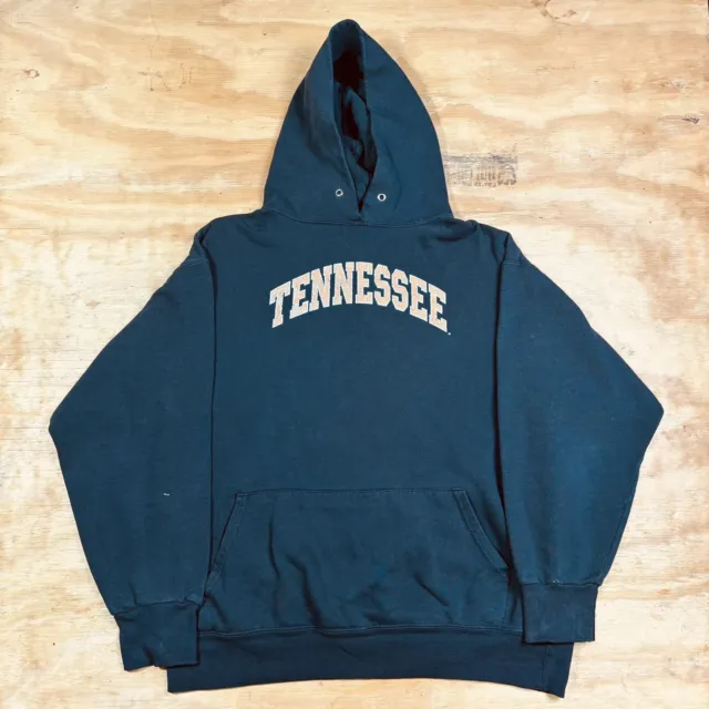 Vintage 90s Tennessee Volunteers Spell Out Faded Black Hoodie Size M USA Made