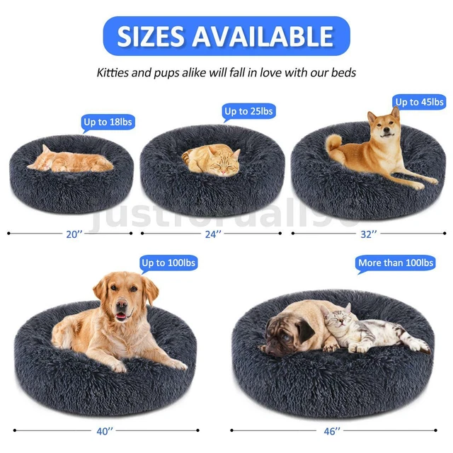 Donut Plush Pet Dog Cat Bed Fluffy Soft Warm Calming Bed Sleeping Kennel 3