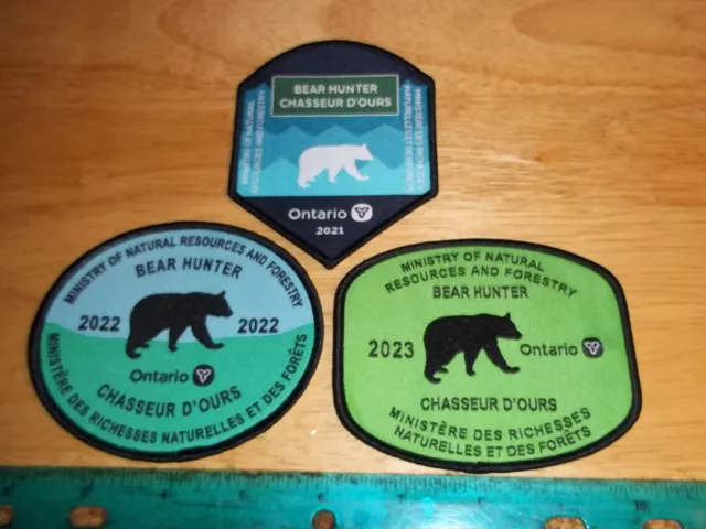 2021 2022 2023 ONTARIO BEAR HUNTER PATCHES  hunting conservation  MNR DNR patch