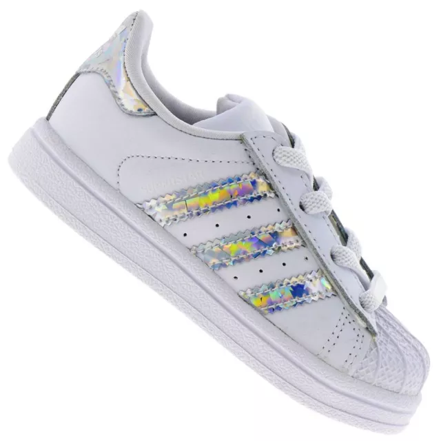 Adidas Originals Superstar Chaussures Enfants Baskets CG6707 Blanc Hologramme