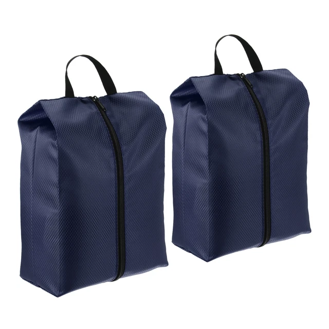 2 pz borse per scarpe da viaggio, borsa per scarpe portatile con cerniera da viaggio, blu navy