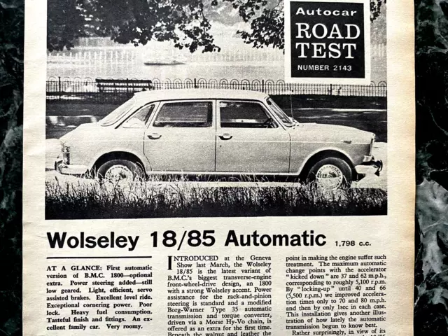 WOLSELEY 18/85 Automatic - 1967 Original Autocar Road Test + Launch Article 3