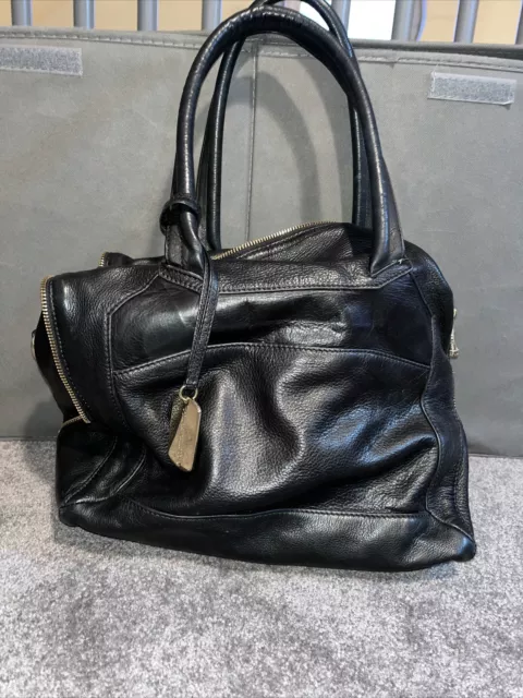 Women’s Purse Vince Camuto Handbag Bag Black Leather Expandable Zippers