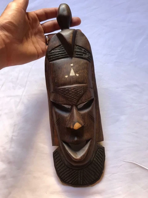 Old Tribal African  Carved Antique Look Hand Wooden Halloween  Mask Wall Hanging 3