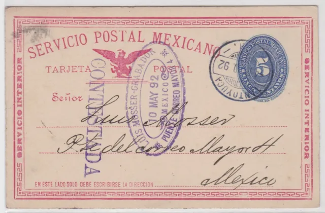 41233 seltene Ganzsachen Postkarte Mexiko 5 Centavos 1892