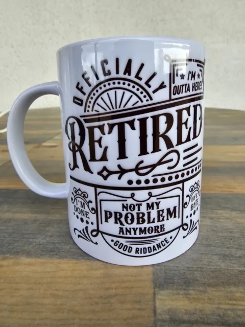 Officially Retired Coffee Tea Mug Cup 15oz Retirement Gift W/Gift box Retirement