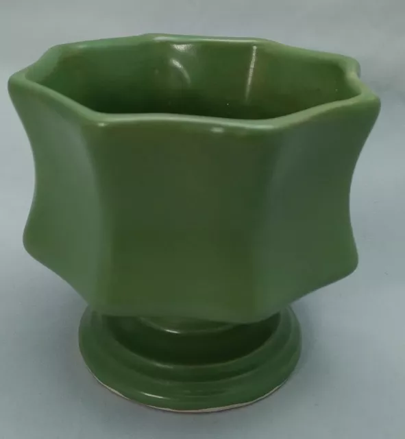 MCM Hull Pottery USA Pedestal Planter F3 With Green Glaze