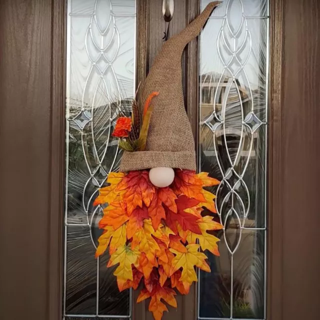 Dwarf Hat  Holiday Decoration  Wreath  Door Season Maple Leaf Hanging Decoratio