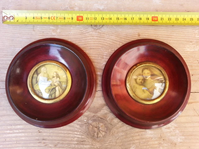 Petit Cadre Rond Médaillon En Porcelaine De Limoges Vintage - Ancien, Fait Main