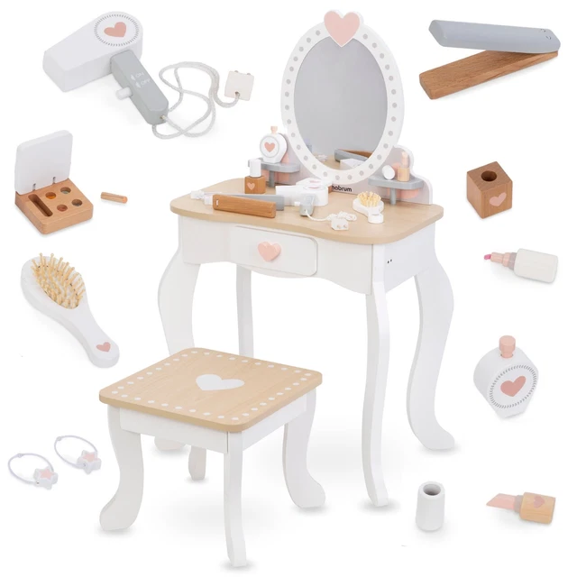 Coiffeuse avec miroir 80x40x138.5 cm - avec tabouret - avec éclairage
