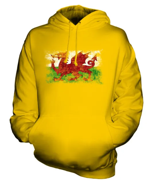Wales Distressed Flag Unisex Hoodie Top Welsh Football Gift  Jersey