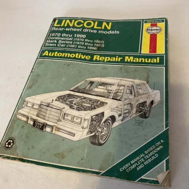 1970-1996 Lincoln Continental Mark Town Car RWD  Haynes Repair Manual 59010