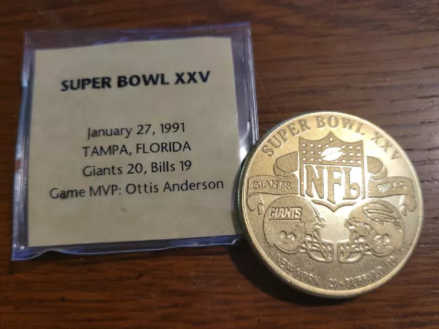 NFL Super Bowl XXV Flip Challenge Coin New York Giants vs Buffalo Bills