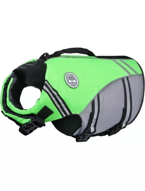 Giubbotto salvagente cane nuoto gilet galleggiante riflettente aiuto galleggiante costola verde taglia 56-64 cm