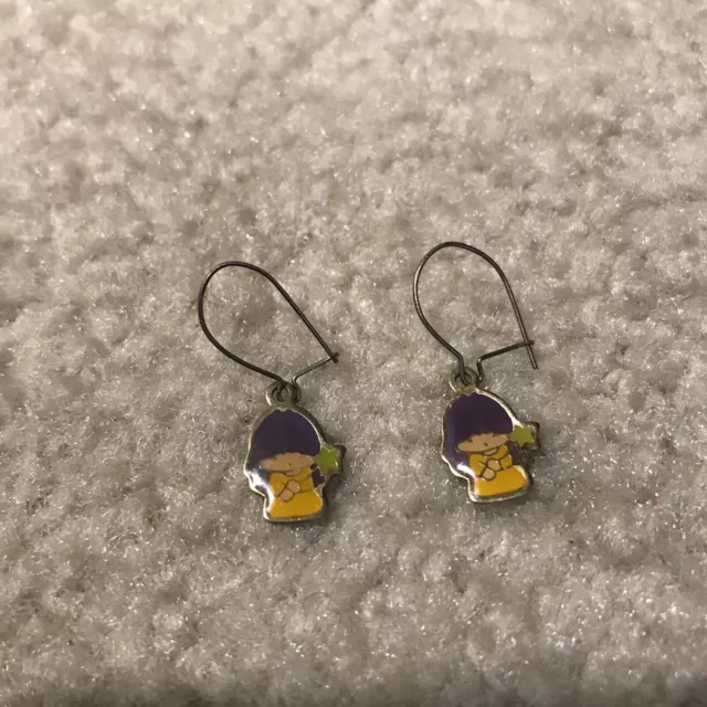 Sanrio My Little Twin Stars Earrings Metal Yellow 1/2" Tall Rare Vintage