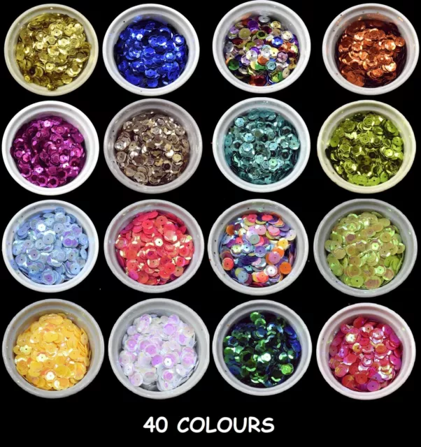 39 COLOURS - 10mm Cup Round Loose Sequins Cupped Sewing Pack of 200 BU1252